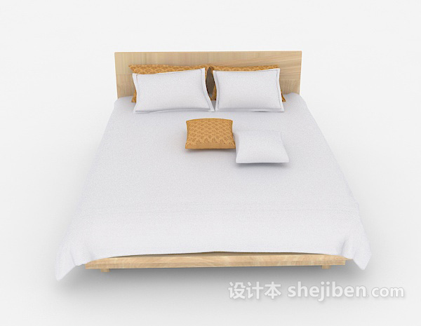 现代风格简约家居蓝白色双人床3d模型下载