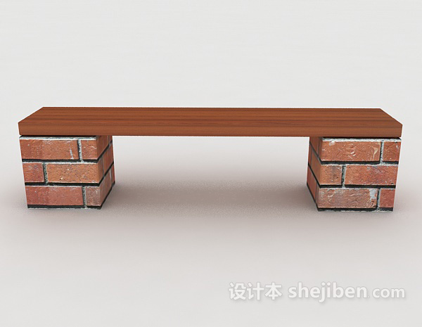 现代风格简单公园休闲凳3d模型下载