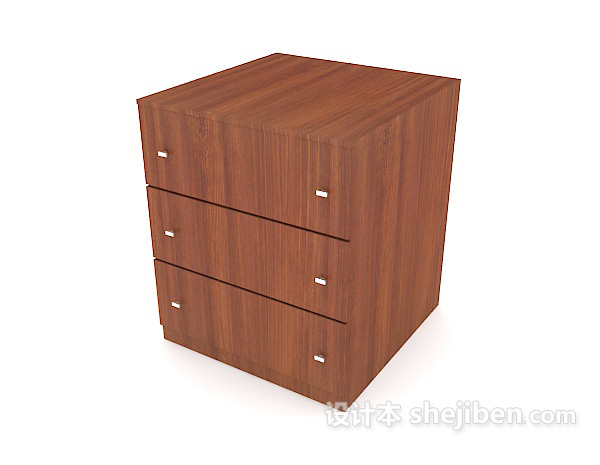 设计本木质简约床头柜3d模型下载