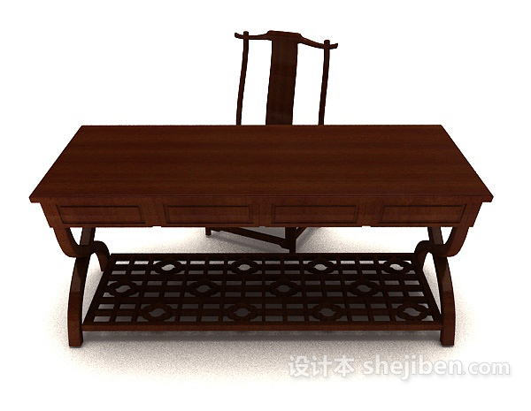 设计本新中式木质桌椅3d模型下载