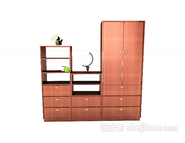 现代风格现代木质柜子3d模型下载