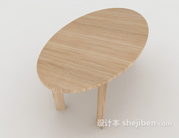 设计本简约椭圆形木桌3d模型下载