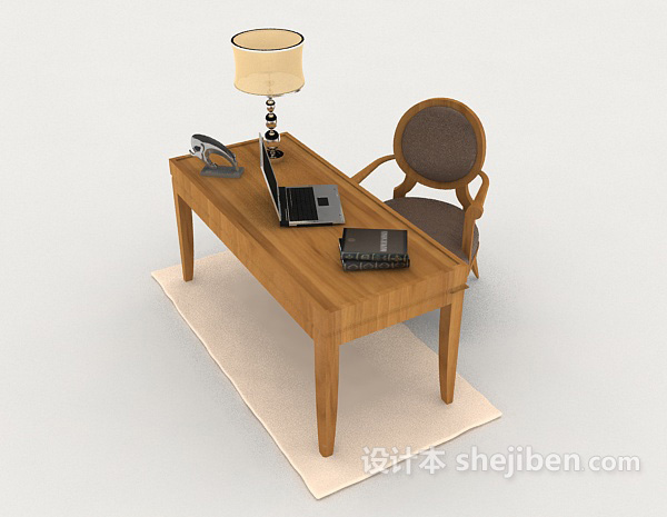 现代风格监狱木质书桌椅3d模型下载