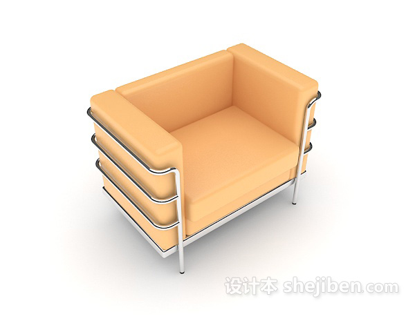 简约休闲橙色椅子3d模型下载