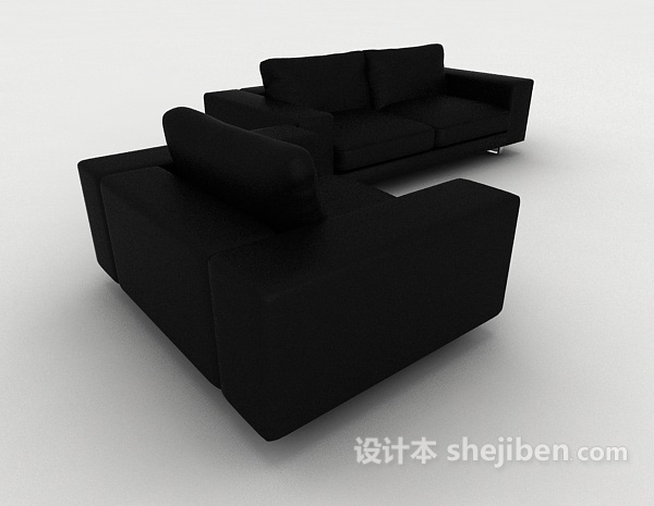 免费黑色简约组合沙发3d模型下载