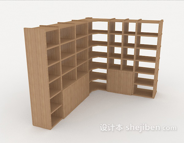 免费现代简约转角书柜3d模型下载