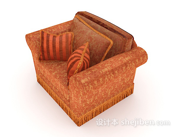 设计本花纹欧式单人沙发3d模型下载
