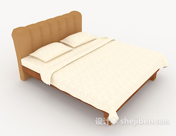 简单现代家居双人床3d模型下载