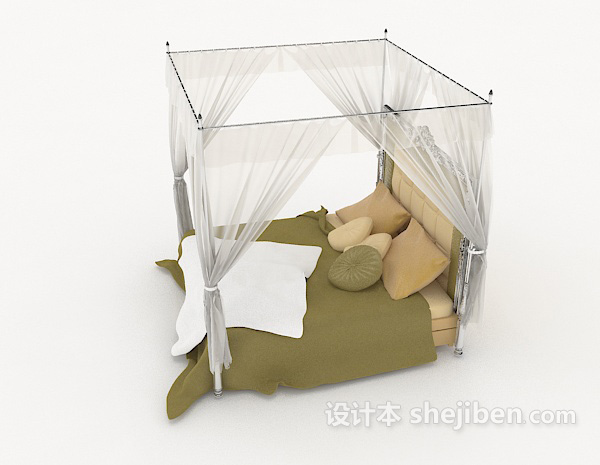 设计本清新简单双人床3d模型下载