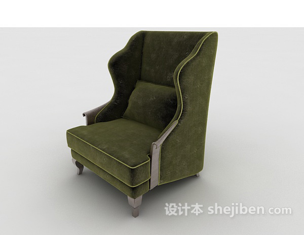 欧式绿色复古单人沙发3d模型下载