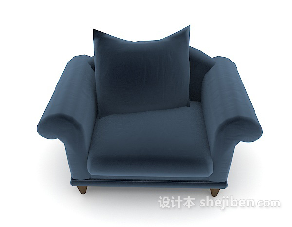 北欧风格北欧蓝色单人沙发3d模型下载