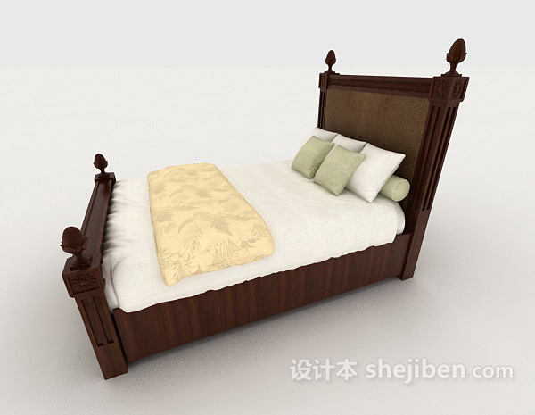 设计本传统欧式居家床3d模型下载