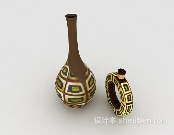 免费棕色陶瓷工艺品3d模型下载