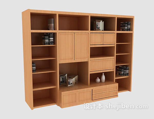 现代风格木质简单展示柜3d模型下载