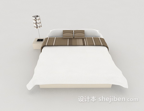 现代风格家居休闲白色双人床3d模型下载