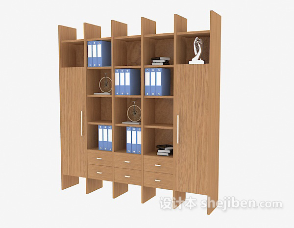免费简单实木书柜3d模型下载