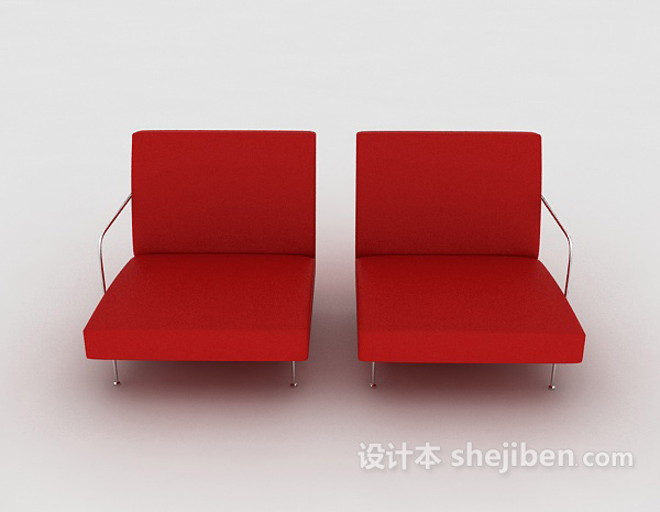 现代风格红色简单家居沙发3d模型下载