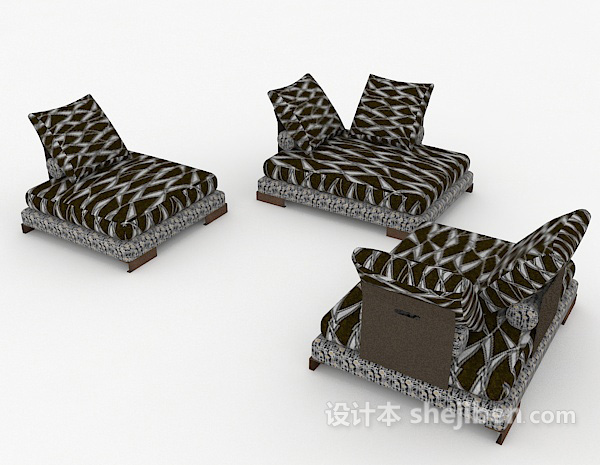 设计本花纹深色组合沙发3d模型下载