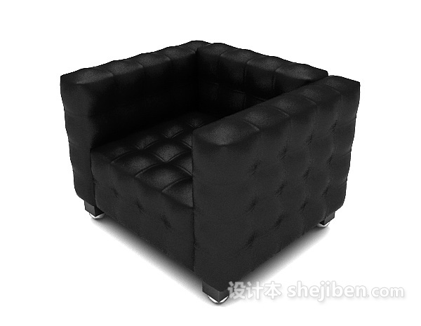 设计本黑色皮质单人沙发3d模型下载