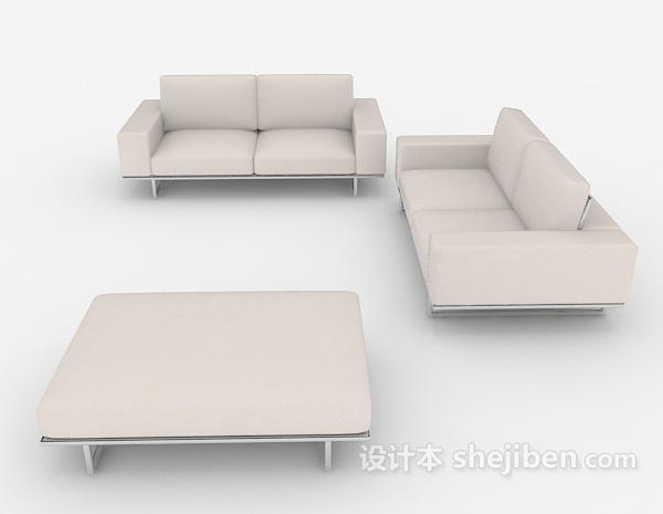 设计本简约灰白色组合沙发3d模型下载