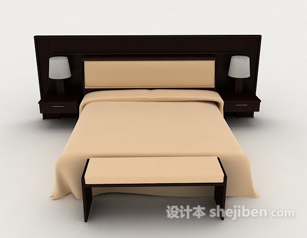 现代风格商务双人床3d模型下载