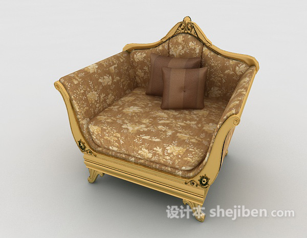 免费欧式复古花纹沙发3d模型下载