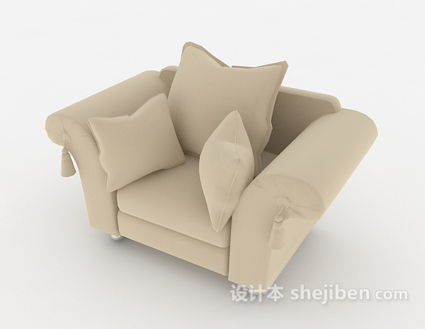 免费现代简约棕色单人沙发3d模型下载