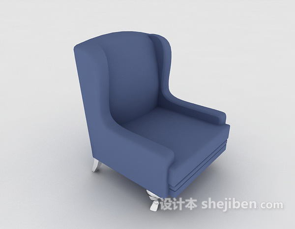 免费地中海蓝色单人沙发3d模型下载