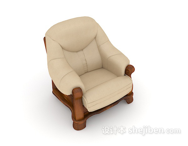 新中式简约单人沙发3d模型下载