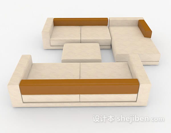 现代风格现代简约风格浅色组合沙发3d模型下载