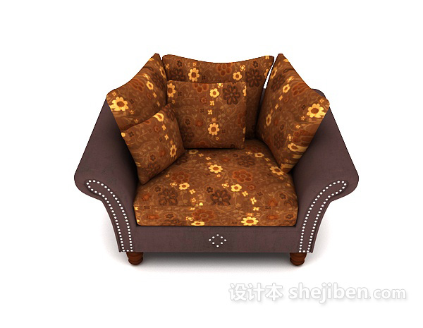 欧式风格欧式花朵单人沙发3d模型下载