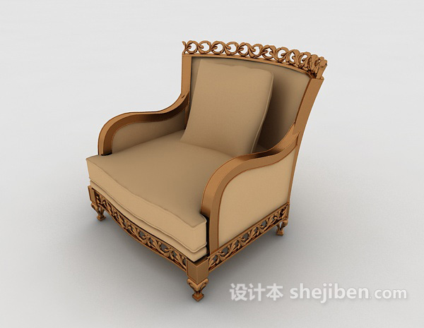 设计本欧式复古沙发3d模型下载