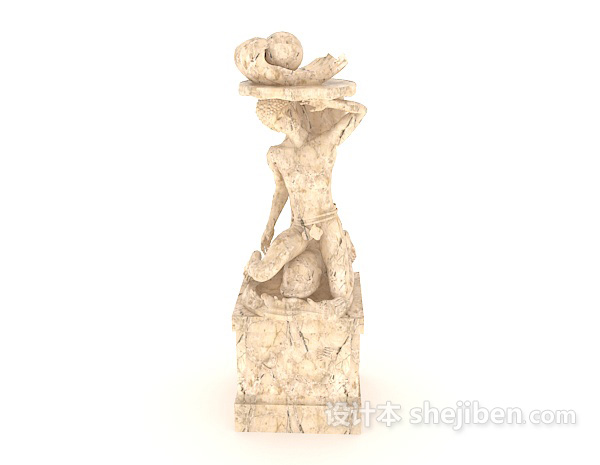 现代风格石材雕塑3d模型下载