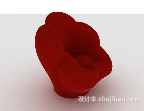 设计本花朵形状红色单人沙发3d模型下载