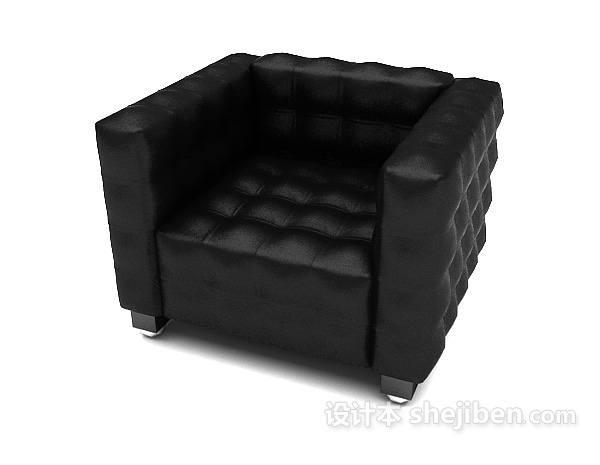 免费黑色皮质单人沙发3d模型下载