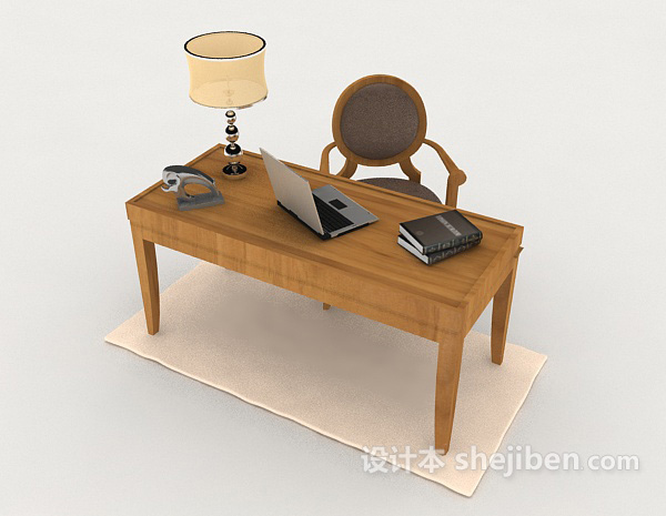免费监狱木质书桌椅3d模型下载