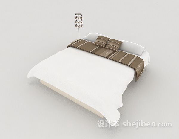 家居休闲白色双人床3d模型下载