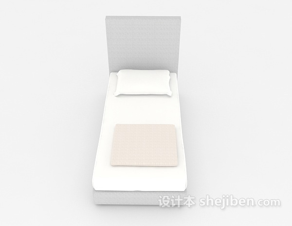 现代风格简约灰白色单人床3d模型下载