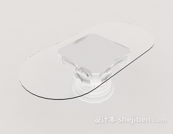 欧式简约玻璃餐桌3d模型下载