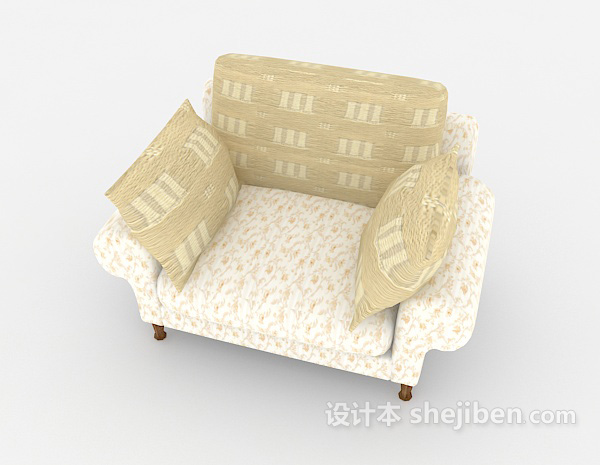 田园风格田园单人沙发3d模型下载