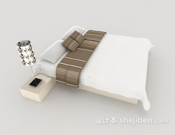 设计本家居休闲白色双人床3d模型下载