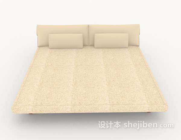 现代风格浅色简单双人床3d模型下载