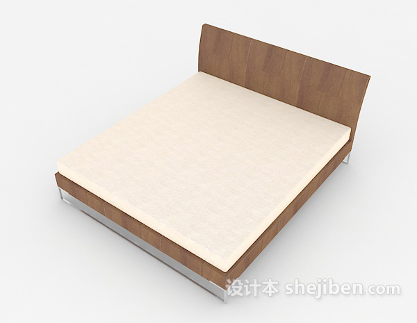 免费家居简单木质双人床3d模型下载