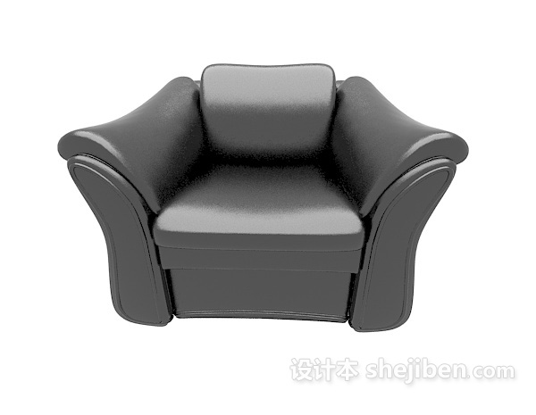 现代风格皮质简单单人沙发3d模型下载