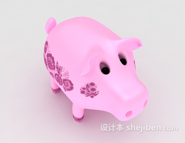 设计本红猪存钱罐3d模型下载