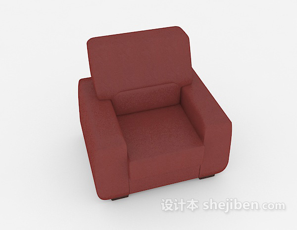 现代风格红色现代简约单人沙发3d模型下载