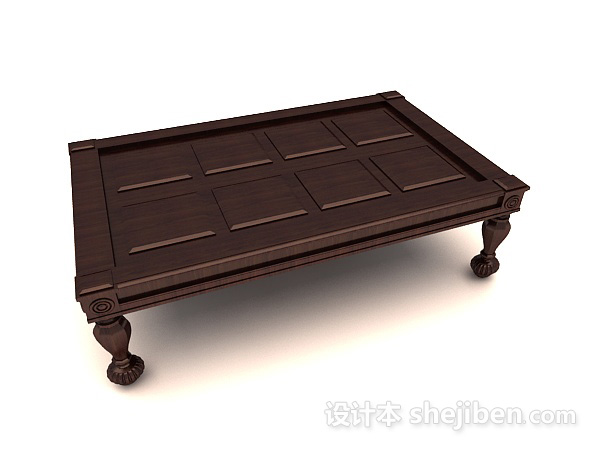 中式风格中式实木棕色茶几3d模型下载