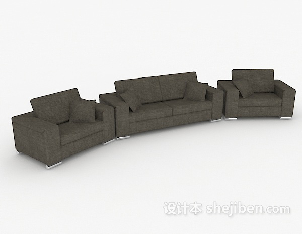 灰色简约组合沙发3d模型下载