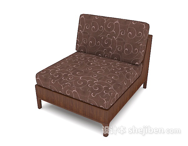 免费家居花纹棕色单人沙发3d模型下载