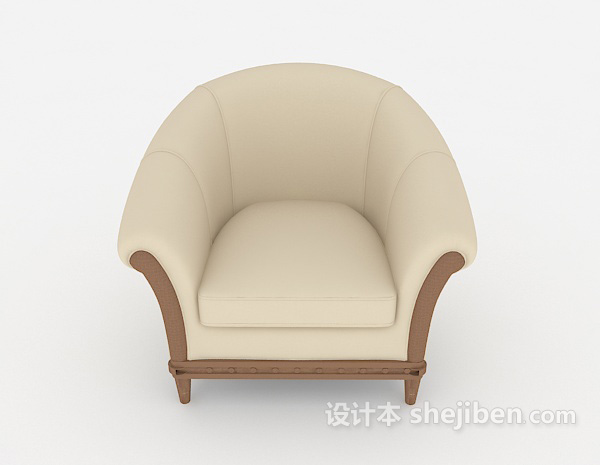现代风格米白色家居单人沙发3d模型下载